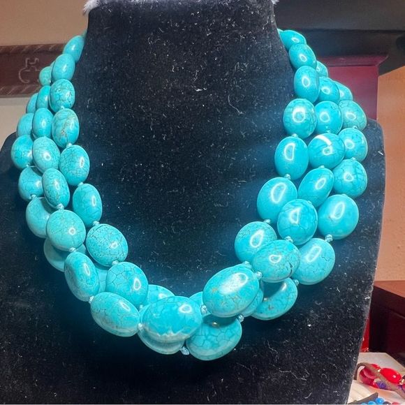 Three. Strand turquoise necklace. - Picture 5 of 7